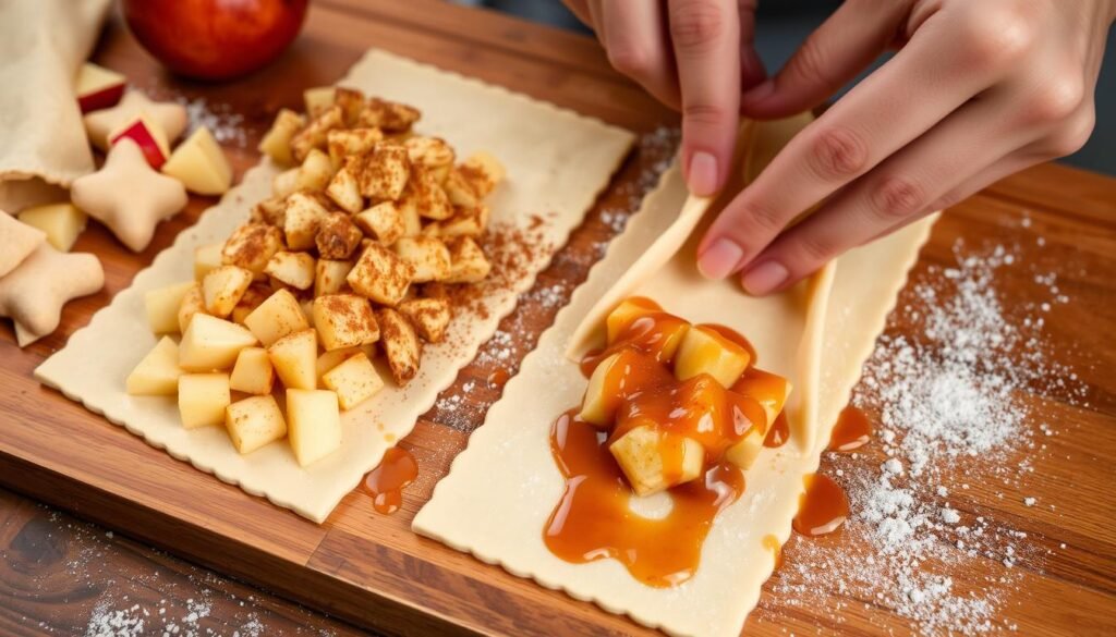 Caramel Apple Pie Pastry Bites assembly