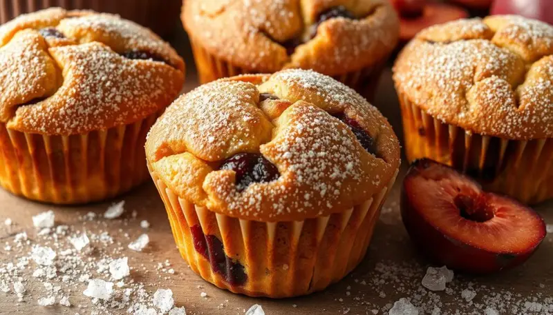 Sugar-Crusted Plum Muffins